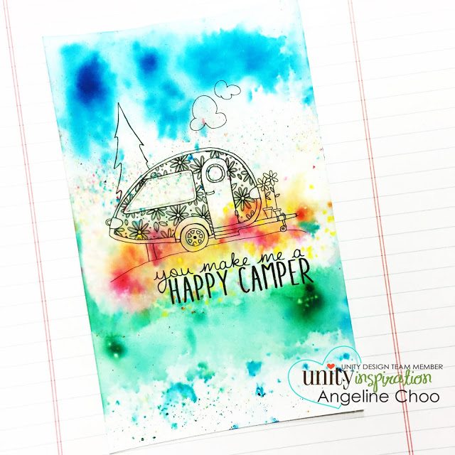 Unity Stamp Company: Stamp of the Week - Camper Bliss #unitystampco #scrappyscrappy #sotw #campervan #camperbliss #motorhome #card #cardmaking #papercraft #colorburst #kenoliver