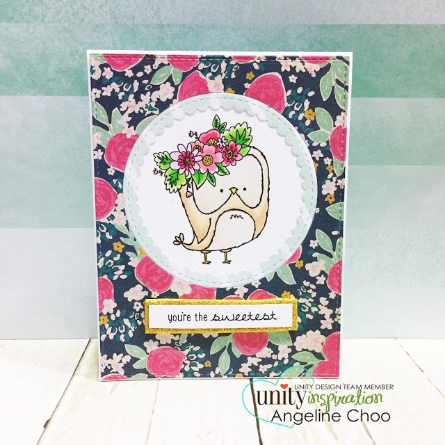 Unity Stamp Company: SOTW Springtime Owl #unitystampco #scrappyscrappy #sotw #stamping #stamp #card #cardmaking #papercraft #katscrappiness #copic #coloring #cratepaper #owl #diecut