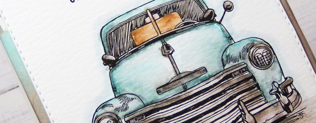 Watercolor with Distress Markers ~ Masculine Truck Card