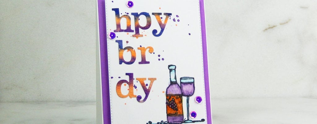 Trendy Watercolor Word Art Wine Birthday Card