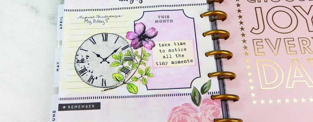 Planner watercolor with stamping.