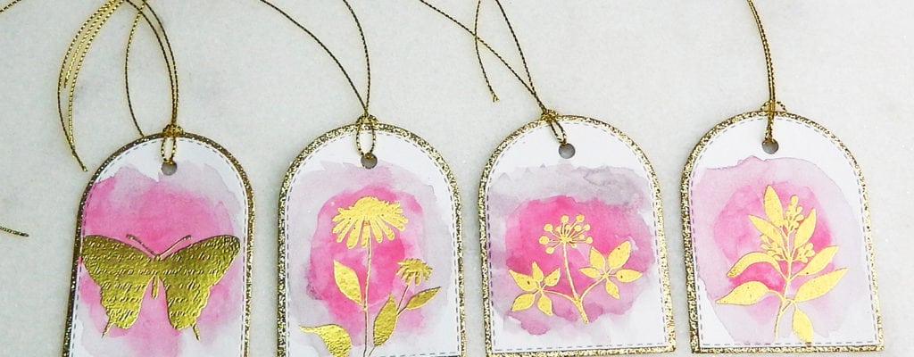 Floral Gold Embossed Watercolor Tags