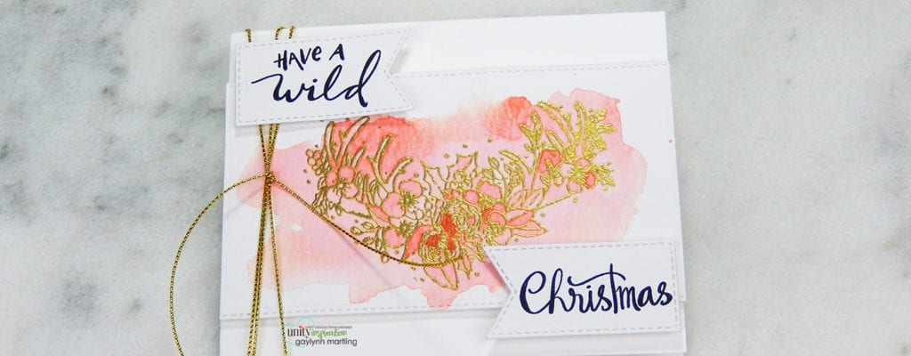 Mixing custom watercolors + gold embossed holiday card.