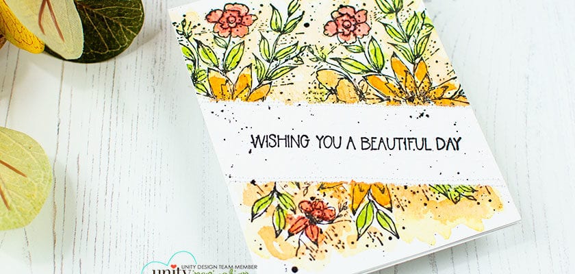 Diagonal Masked Floral Watercolor Card