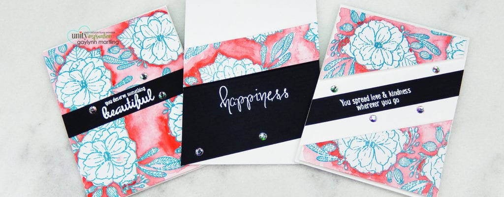 Handmade patterned paper ~ 3 watercolor cards, 1 sheet.