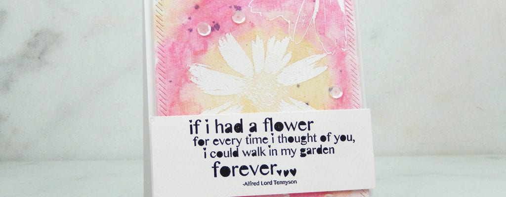 Floral tie dye watercolor card with stamping.