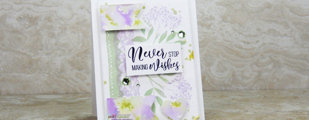 Soft floral stamping + watercolor card accents.