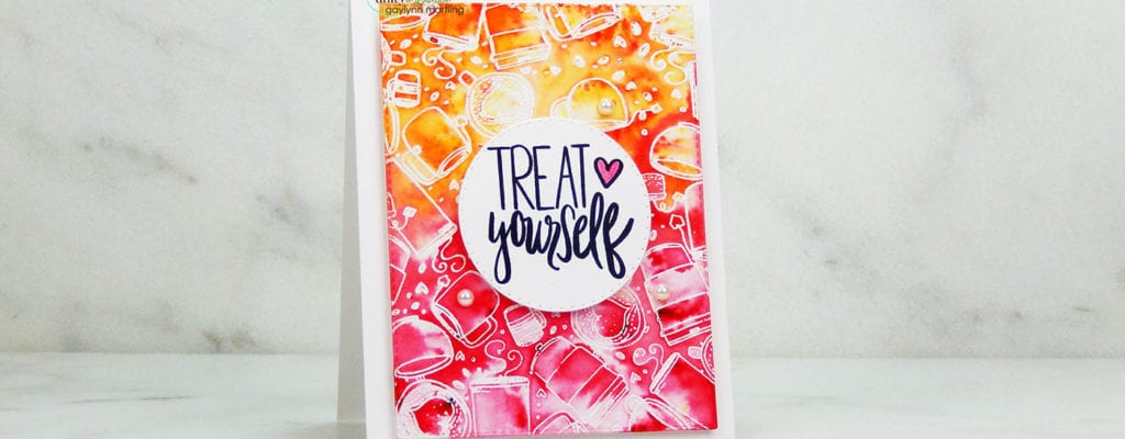 Coffee & tea card with vibrant Brusho watercolor.