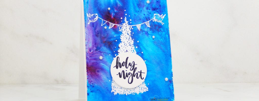 Night time sky background with watercolor powders.