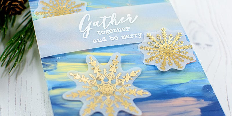 Snowy Gouache Background and Snowflakes