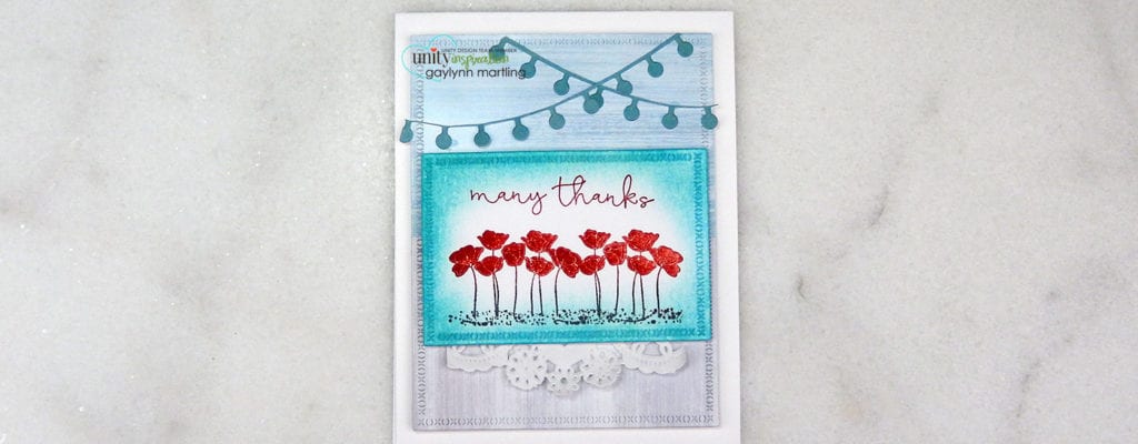Poppy flowers card ~ two toned stamping + ink shading.