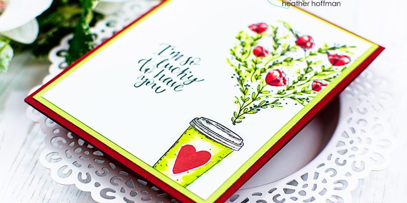 Floral Heart Coffee Cup Card