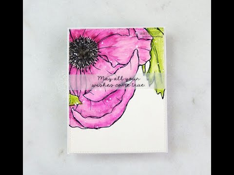Unity Quick Tip: Watercolored Giant Poppy Background + Vellum Stamped Sentiment