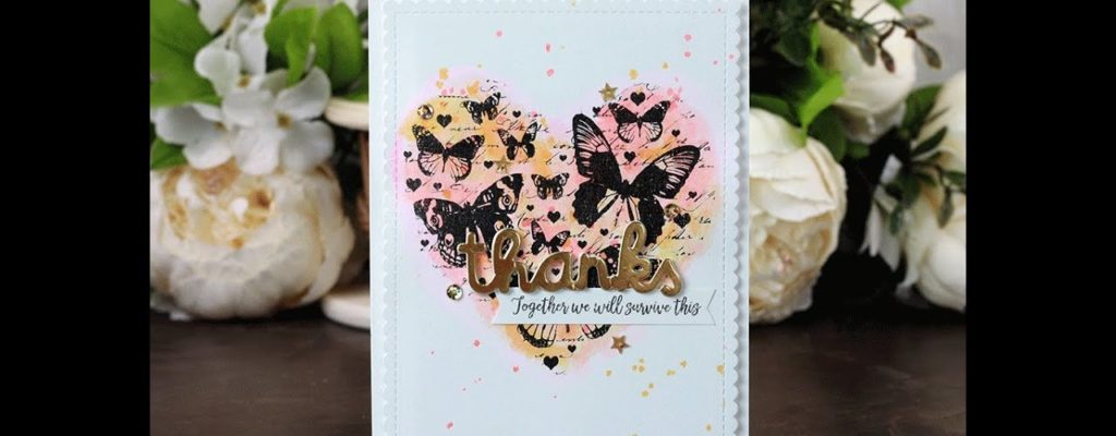 Unity Quick Tip: Watercolor with Distress Ink Butterfly Heart Card