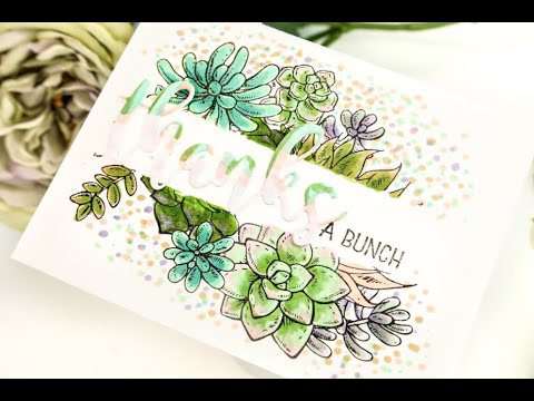 Unity Quick Tip: Masked Off Succulent Card + Copic Coloring