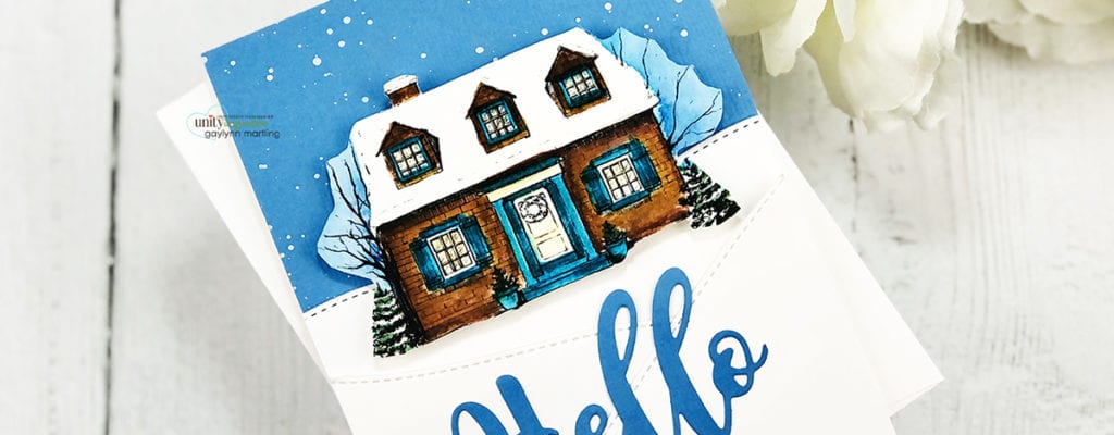 Winter home snow scene watercolor card ~ tutorial