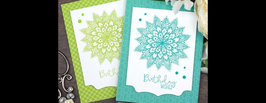 Unity Quick Tip: Monochromatic Stamped Doily Cards