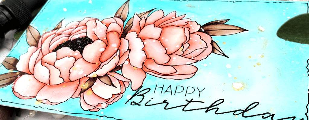 Mini-slimline Watercolor Card | Birthday Blooms