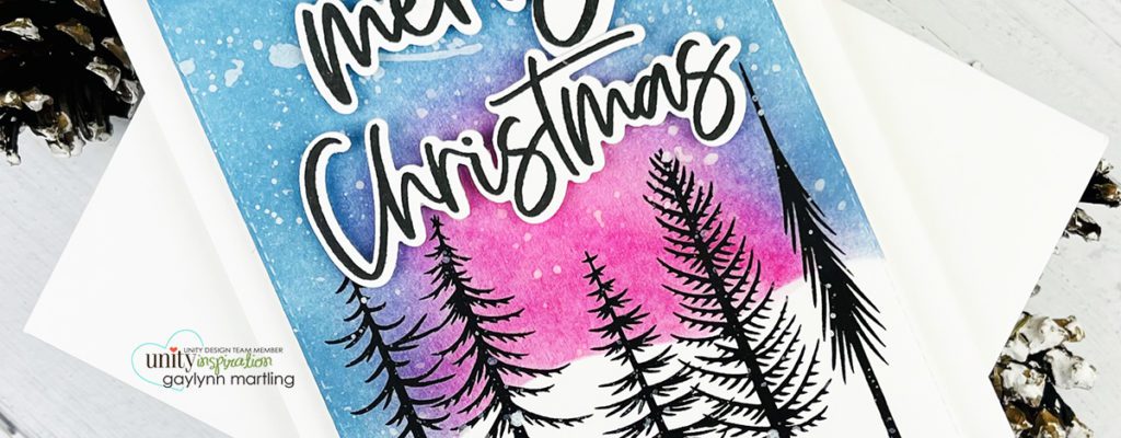 Winter trees card scene tutorial & handmade stencil slope