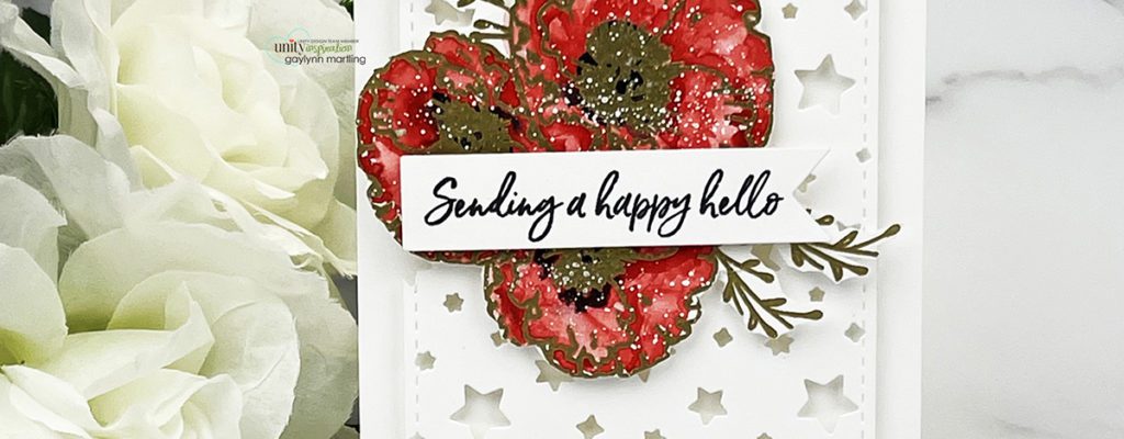 Background Star Card Cover Up with Watercolor Poppy Flowers