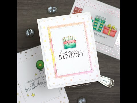 Unity Quick Tip: Birthday Card Trio with Foils & Easy Copic Coloring