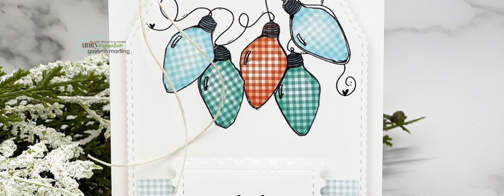 Easy paper piecing holiday bulbs card