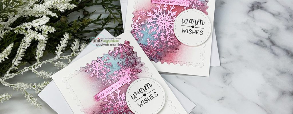 Winter card foiling with ink blending ~ Snowflakes