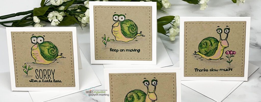Set of 3″ x 3″ mini note cards with envelopes – Snails
