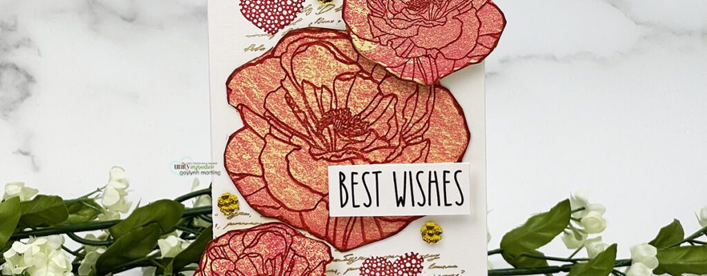 2 step stamping on color cardstock ~ poppy flowers