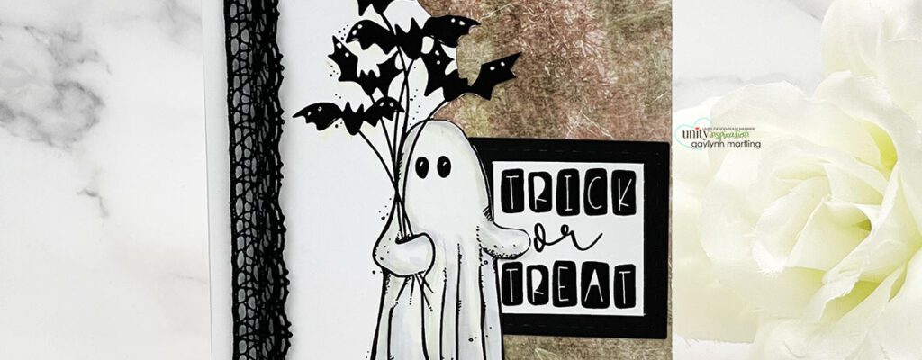 Partially Cut Card Border Halloween Ghost