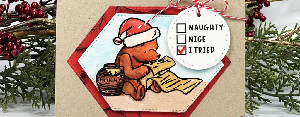 Watercolor holiday card scene & Santa’s list
